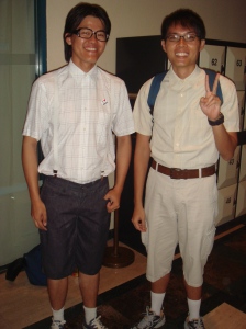 Nerdy Ah bing and Chan Lei (who forgot to wear his hat)